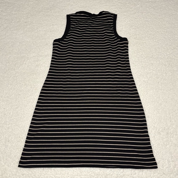 Tommy Hilfiger Women Black Stripes Ribbed Sleeveless Mini Dress - Picture 6 of 10
